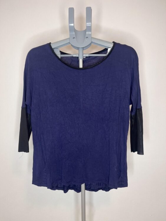 חולצה כחול נייבי ארוכה שרוול וצווארון שחור Pimkie מידה M