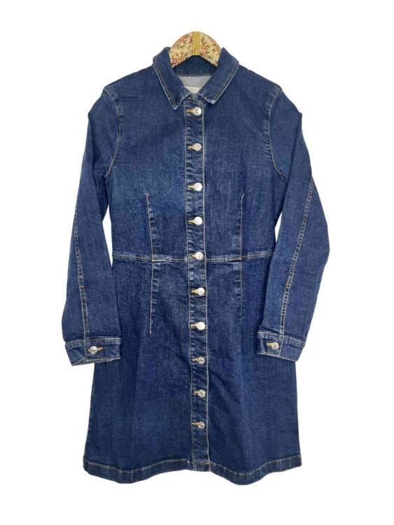 שמלת ג׳ינס מחטבת כפתורים MANGO מידה S/M פרטים