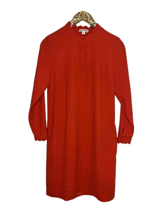 שמלה שרוול ארוך מידי אדומה מחויטת WHEISTLES מידה S פרטים