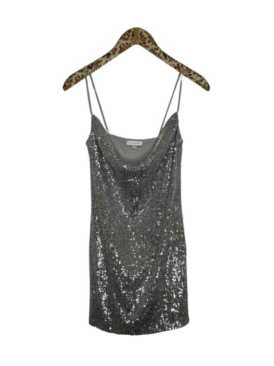 שמלת מיני פאייטים כסופה TOPSHOP מידה 36 פרטים