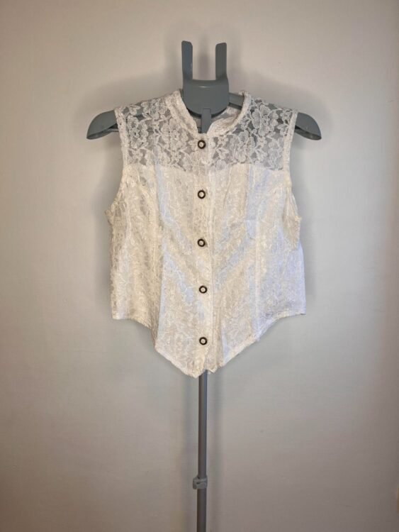 חולצה וינטג׳ מכופתרת ביטנה לבנה M פרטים