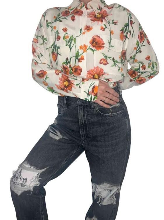 חולצה מכופרת 100% משי EQUIPMENT מידה XS/S