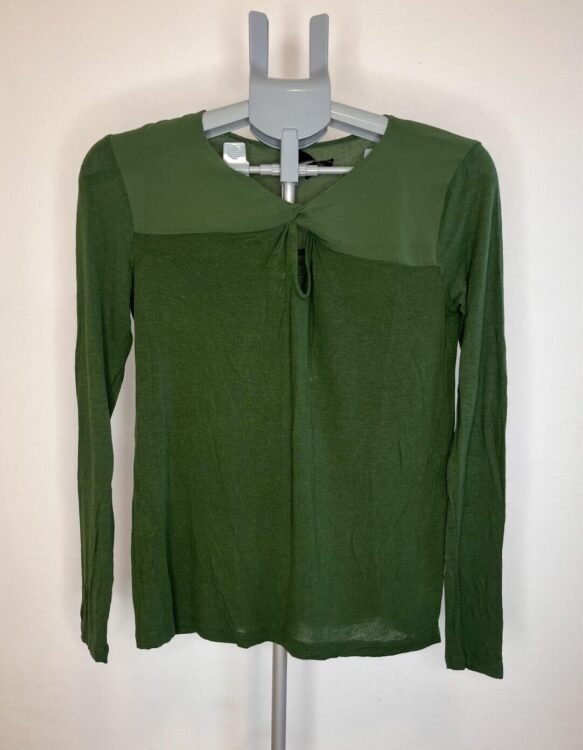 חולצה ירוק בקבוק אריג ושיפון MANGO מידה L