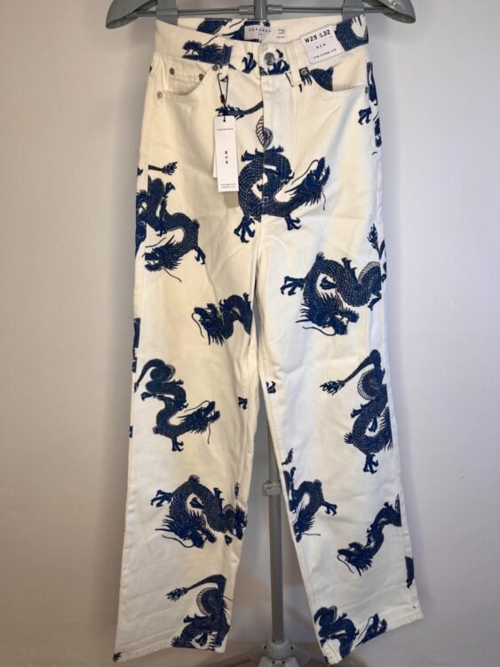 מכנס ג׳ינס פדלפון לבן הדפס חדש טופשופ מידה 25 תמונה מלאה