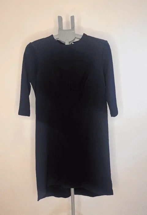 שמלה מידי שחורה מחוייטת שרוול 3/4 גב אריג NICOLE FARHI מידה 42