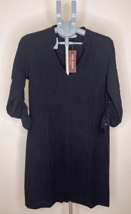 שמלה מידי שחורה שרוול ארוך מכופתר ADELE MARK מידה M