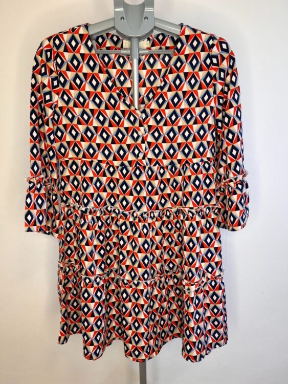 שמלה מיני שרוול ארוך רטרו בד סינטטי JCL מידה S