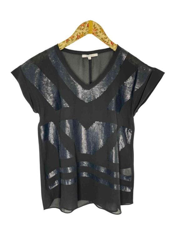 חולצה שחורה שקופה פאייטים LucyParis מידה 40 פרטים