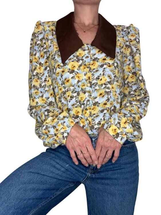 חולצה מכופתרת מחויטת סטייל וינטג׳ Todayful מידה M