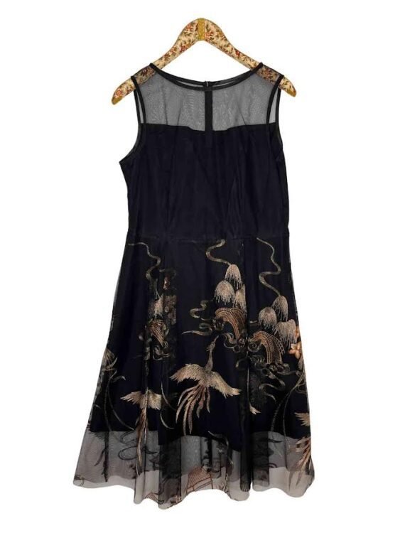 שמלת ערב ריקמה יפנית ASSAF PELEG מידה 4 פרטים