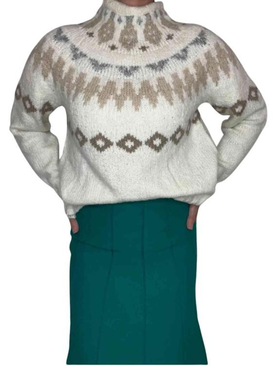 סריג גולף שמנת הדפס AMERICAN EAGLE מידה S