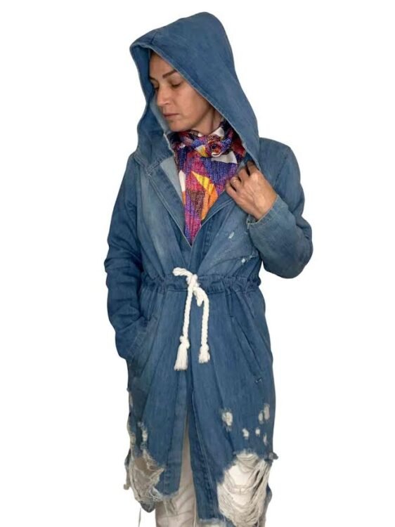 ג׳קט ג׳ינס חלוק פרנזים Dqmane מידה S פרטים