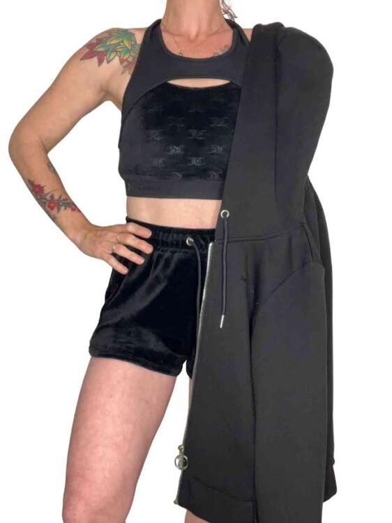 סט Juicy Couture טופ מכנס קפוצ'ון עם הטיקט XS פרטים