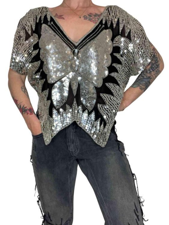 חולצה פאייטים וינטג׳ XS-M פרטים